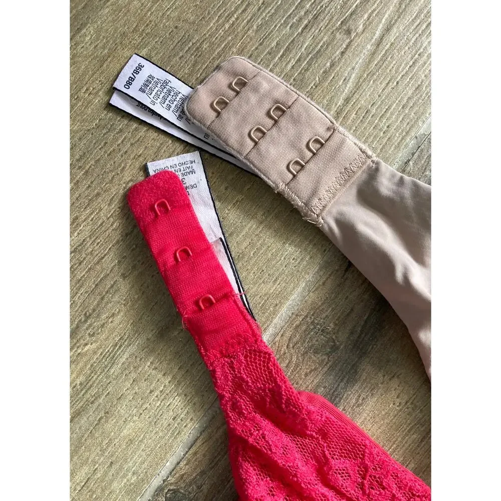 Victoria's Secret Bra 2 Pack T shirt Demi 36B Beige and Red Lace - Picture 3 of 6